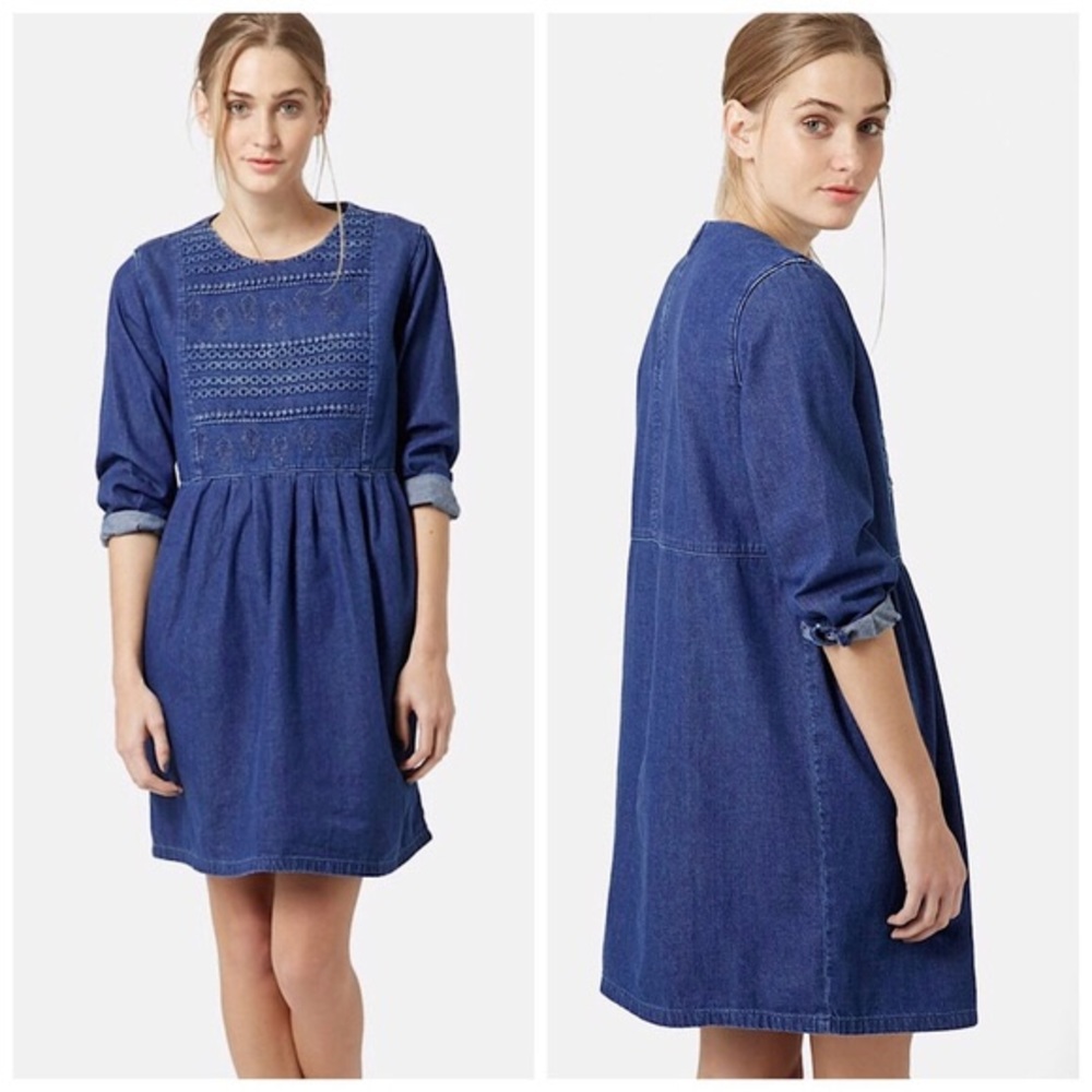 Top shop embroidered MOTO denim jean dress